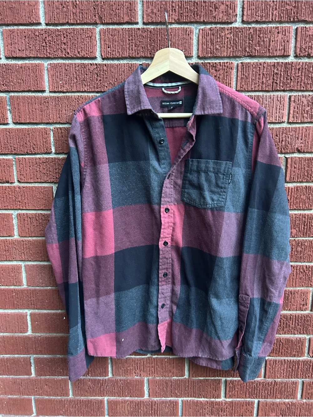Ocean Current Buffalo Plaid Flannel Shirt Mens Small Button Up Lumberjack